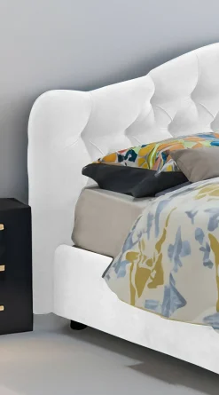Letto Matrimoniale Bianco Materasso Incluso Sfoderabile, Contenitore Made in Italy - Annus