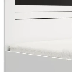 Letto Matrimoniale Bianco Nero Dimensione Materasso 160x200 cm Testata Dettaglio Rigato, Peso Supportato 200 kg - Kabale