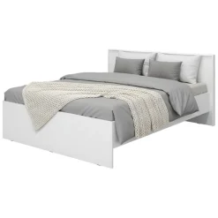 Letto Matrimoniale Bianco Opaco Testiera Dettaglio Geometrico Imbottito, Dimensione Materasso 160x200 cm - Gamalero