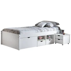 Letto Matrimoniale Bianco Quercia Contenitore Matrimoniale, Sfumatura Colore Struttura Quercia - Cavallo