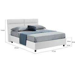 Letto Matrimoniale Bianco Sfoderabile Contenitore, Dimensione Materasso 160x190 cm Made in Italy - Arex