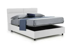 Letto Matrimoniale Bianco Sfoderabile Contenitore, Dimensione Materasso 160x190 cm Made in Italy - Arex