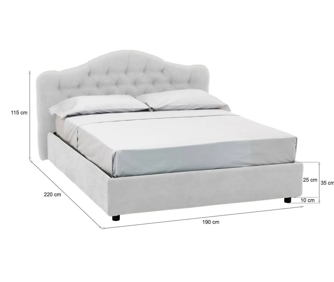 Letto Matrimoniale Bianco Sfoderabile Contenitore, Dimensione Materasso 160x200 cm Made in Italy - Ator