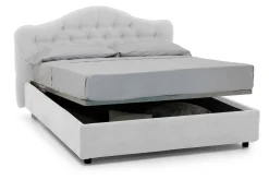 Letto Matrimoniale Bianco Sfoderabile Contenitore, Dimensione Materasso 160x200 cm Made in Italy - Ator