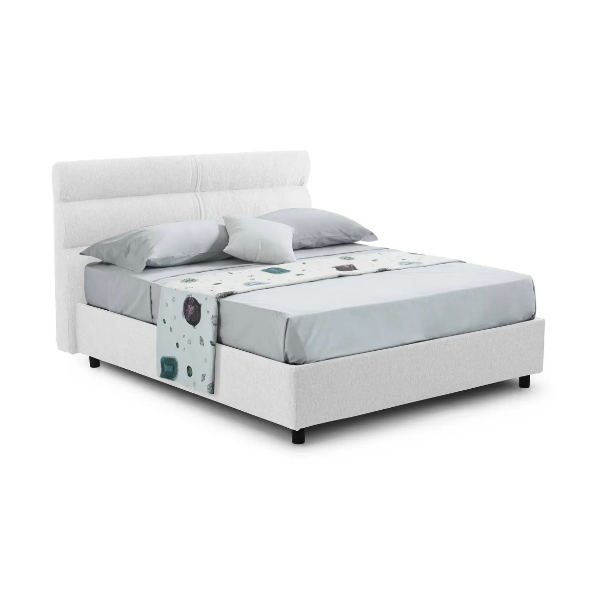 Letto Matrimoniale Bianco Sfoderabile Contenitore, Dimensione Materasso 160x200 cm Made in Italy - Bubbio