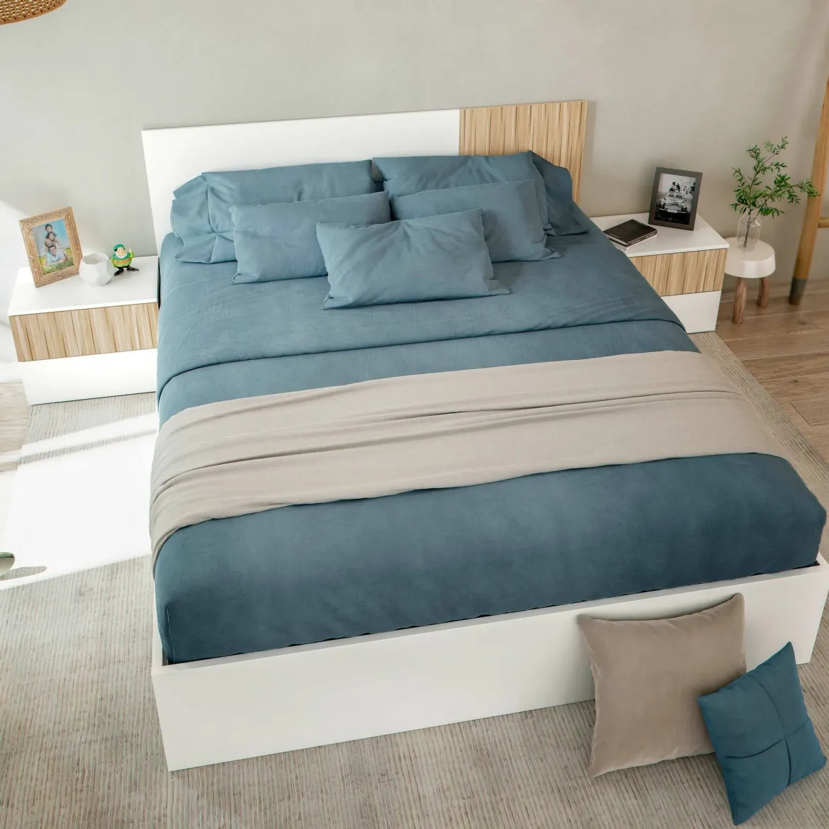 Letto matrimoniale bianco 199x210cm - Fusi
