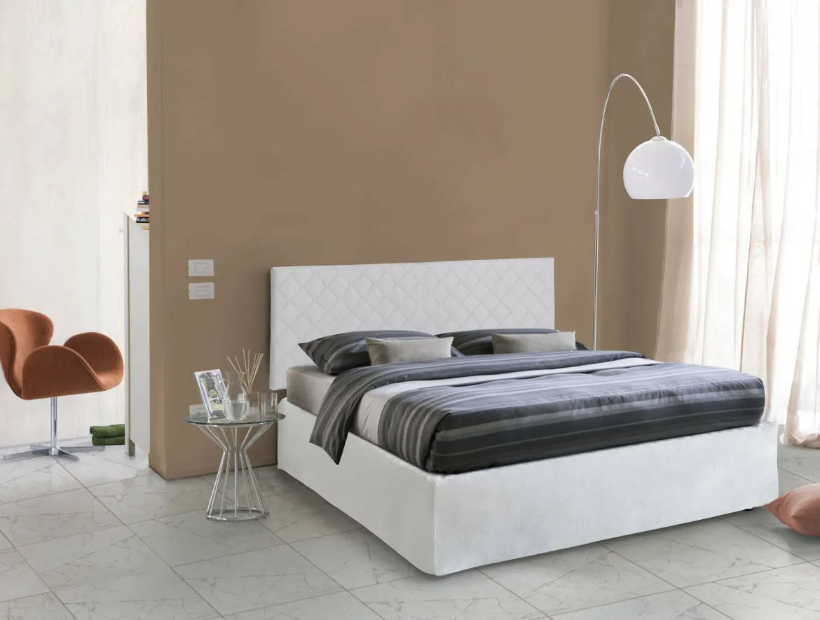 Letto matrimoniale bianco 5x170cm imbottito - Alfredo