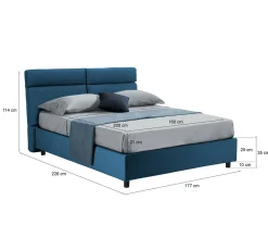 Letto Matrimoniale blu Materasso Incluso Sfoderabile, Contenitore Made in Italy - Asica