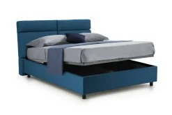 Letto Matrimoniale blu Materasso Incluso Sfoderabile, Contenitore Made in Italy - Asica
