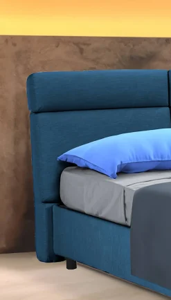Letto Matrimoniale blu Materasso Incluso Sfoderabile, Contenitore Made in Italy - Asica