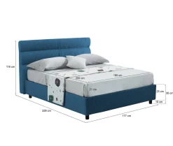 Letto Matrimoniale blu Materasso Incluso Sfoderabile, Contenitore Made in Italy - Briatico
