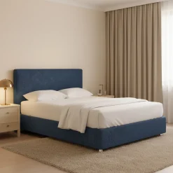 Letto Matrimoniale blu Sfoderabile Contenitore, Dimensione Materasso 160x190 cm - Issime