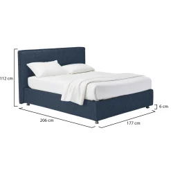 Letto Matrimoniale blu Sfoderabile Contenitore, Dimensione Materasso 160x190 cm - Issime