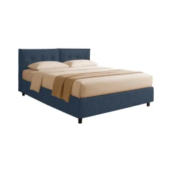 Letto Matrimoniale blu Sfoderabile Contenitore, Dimensione Materasso 160x190 cm - Levice