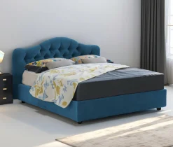 Letto Matrimoniale blu Sfoderabile Contenitore, Dimensione Materasso 160x190 cm Made in Italy - Brienno