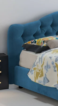 Letto Matrimoniale blu Sfoderabile Contenitore, Dimensione Materasso 160x190 cm Made in Italy - Brienno