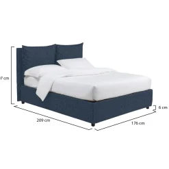 Letto Matrimoniale blu Sfoderabile Contenitore, Dimensione Materasso 160x200 cm - Frinco
