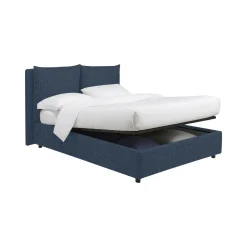 Letto Matrimoniale blu Sfoderabile Contenitore, Dimensione Materasso 160x200 cm - Frinco