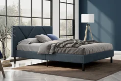 Letto matrimoniale blu 169x204cm imbottito - Morpheus