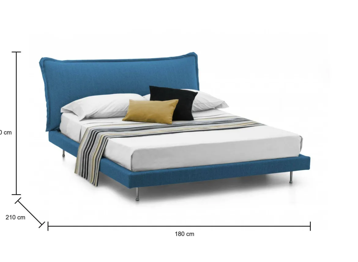 Letto matrimoniale blu 180x210cm imbottito - Arcore