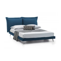 Letto matrimoniale blu 180x220cm imbottito - Anatoly