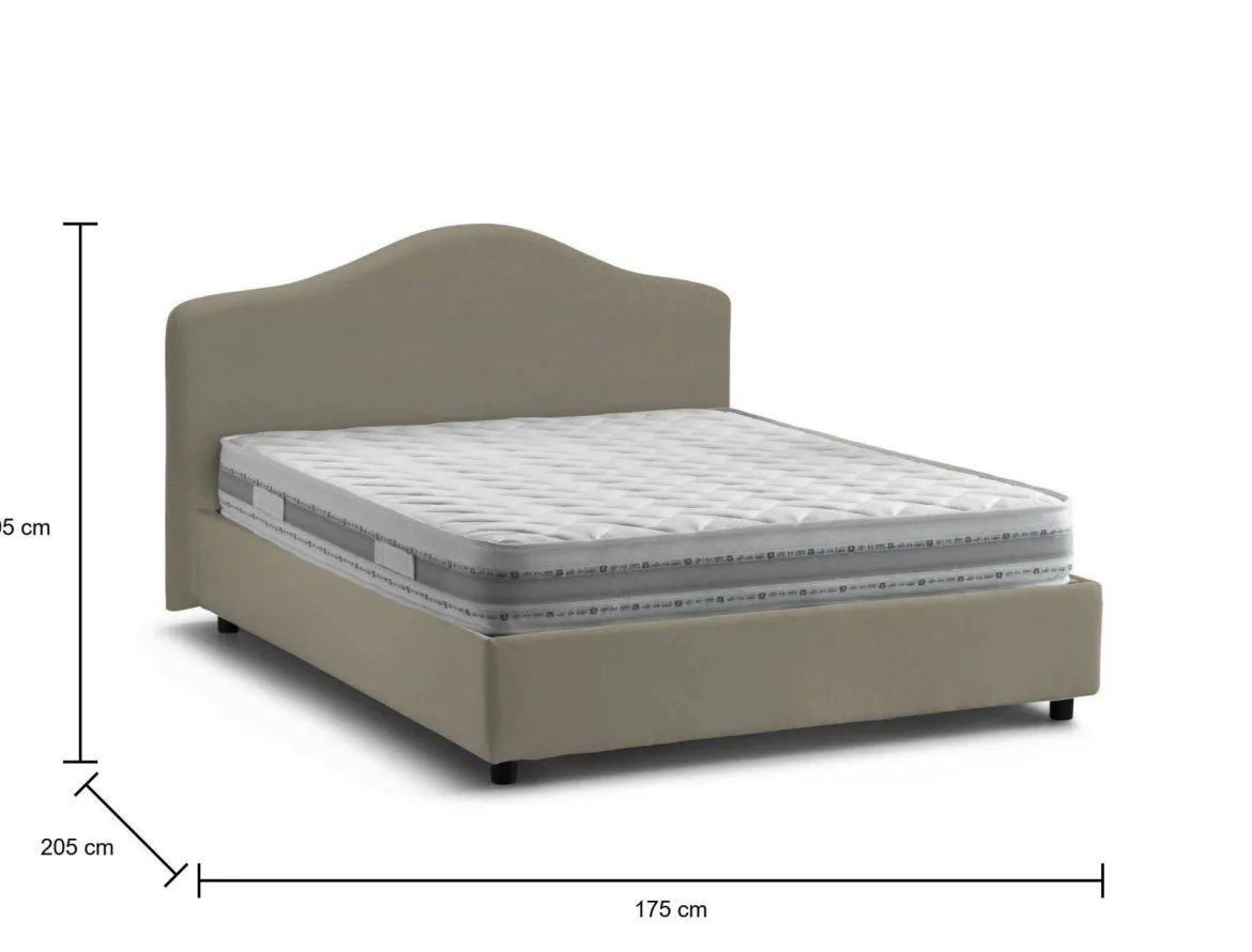 Letto matrimoniale con contenitore tortora 175x205cm - Akym