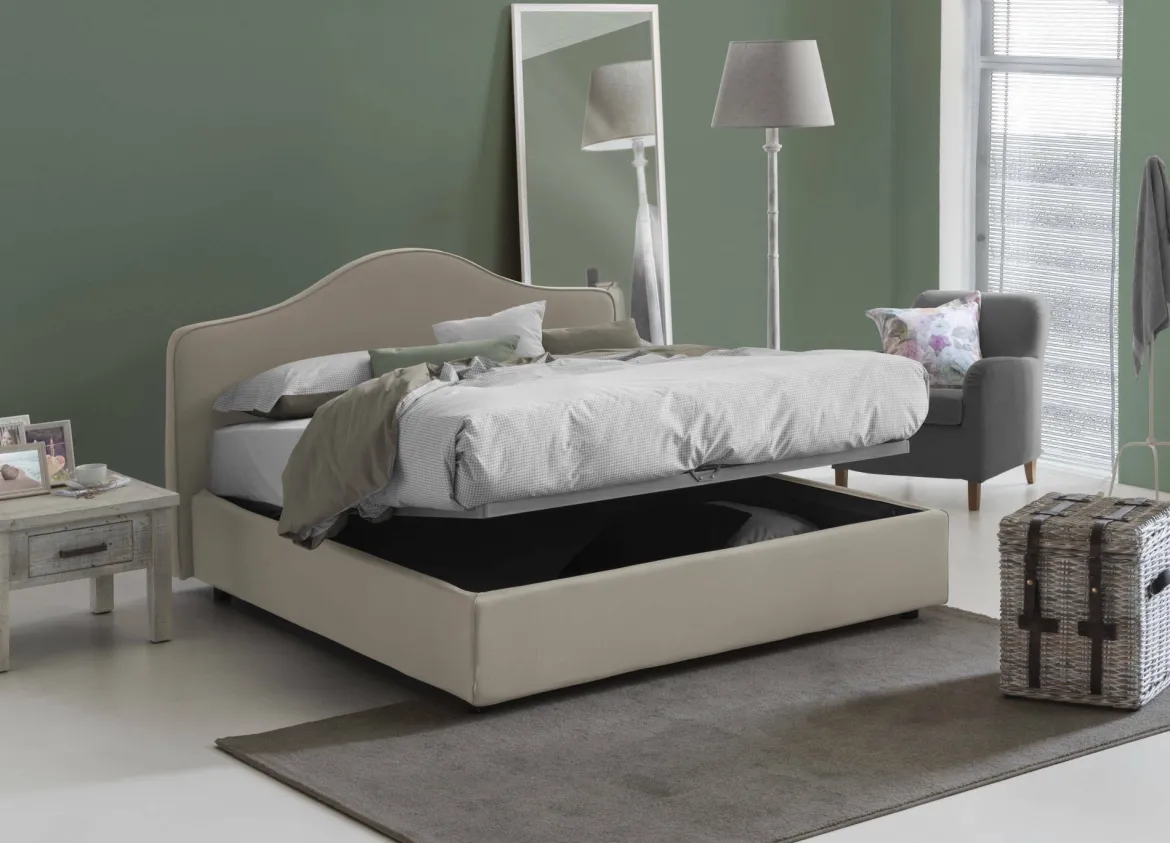 Letto matrimoniale con contenitore tortora 175x205cm - Akym