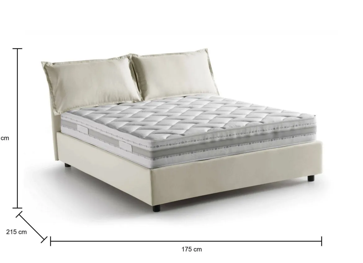 Letto matrimoniale contenitore beige 175x215cm con materasso - Amy