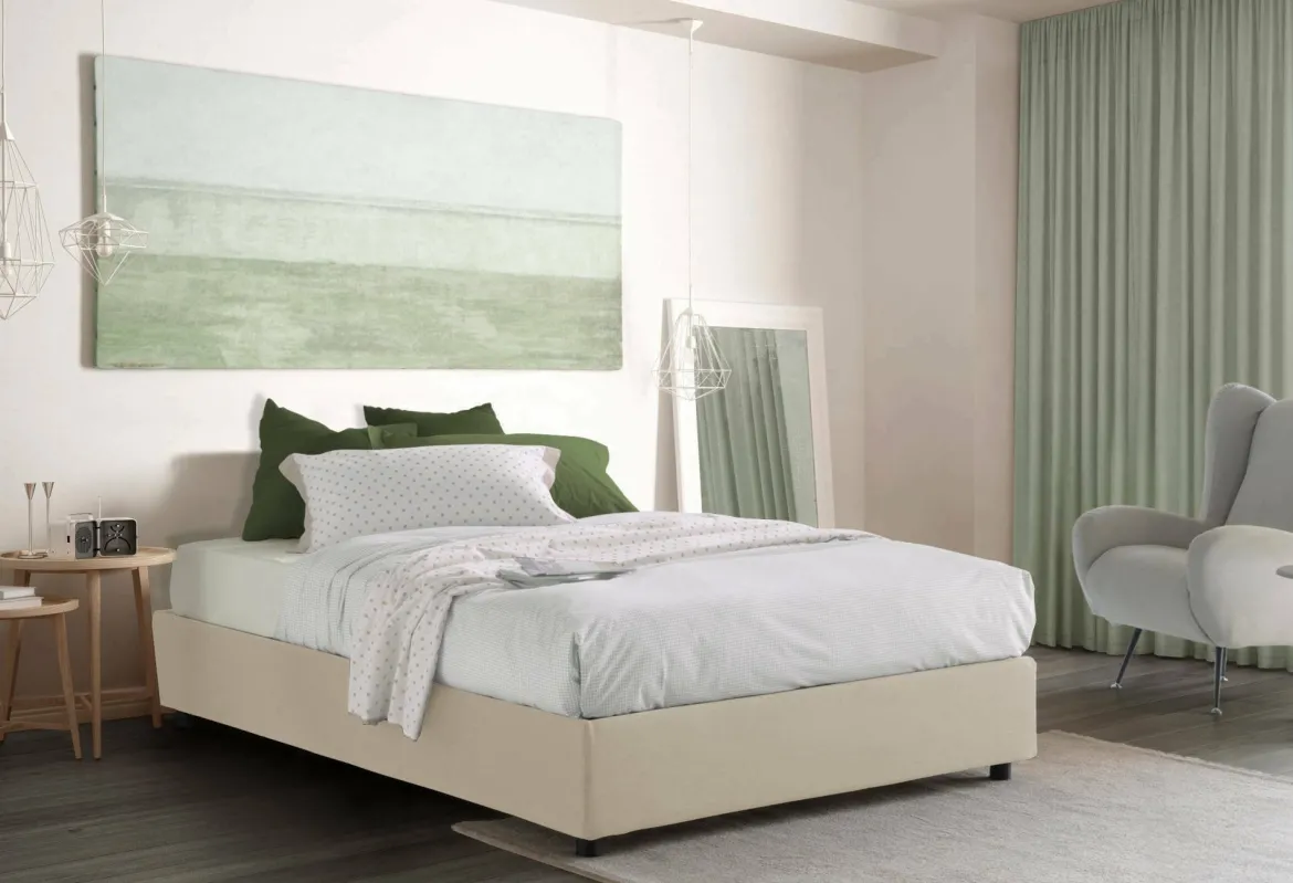 Letto matrimoniale contenitore beige 175x215cm elegante - Alessander