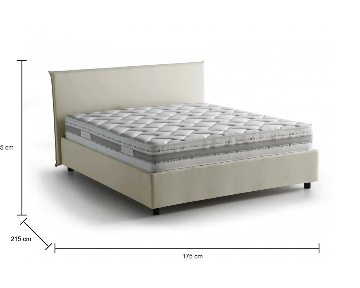 Letto matrimoniale contenitore beige 175x215cm rivestito in tessuto - Arcan