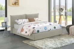Letto matrimoniale contenitore beige 190x215cm con testiera imbottita - Alizarin
