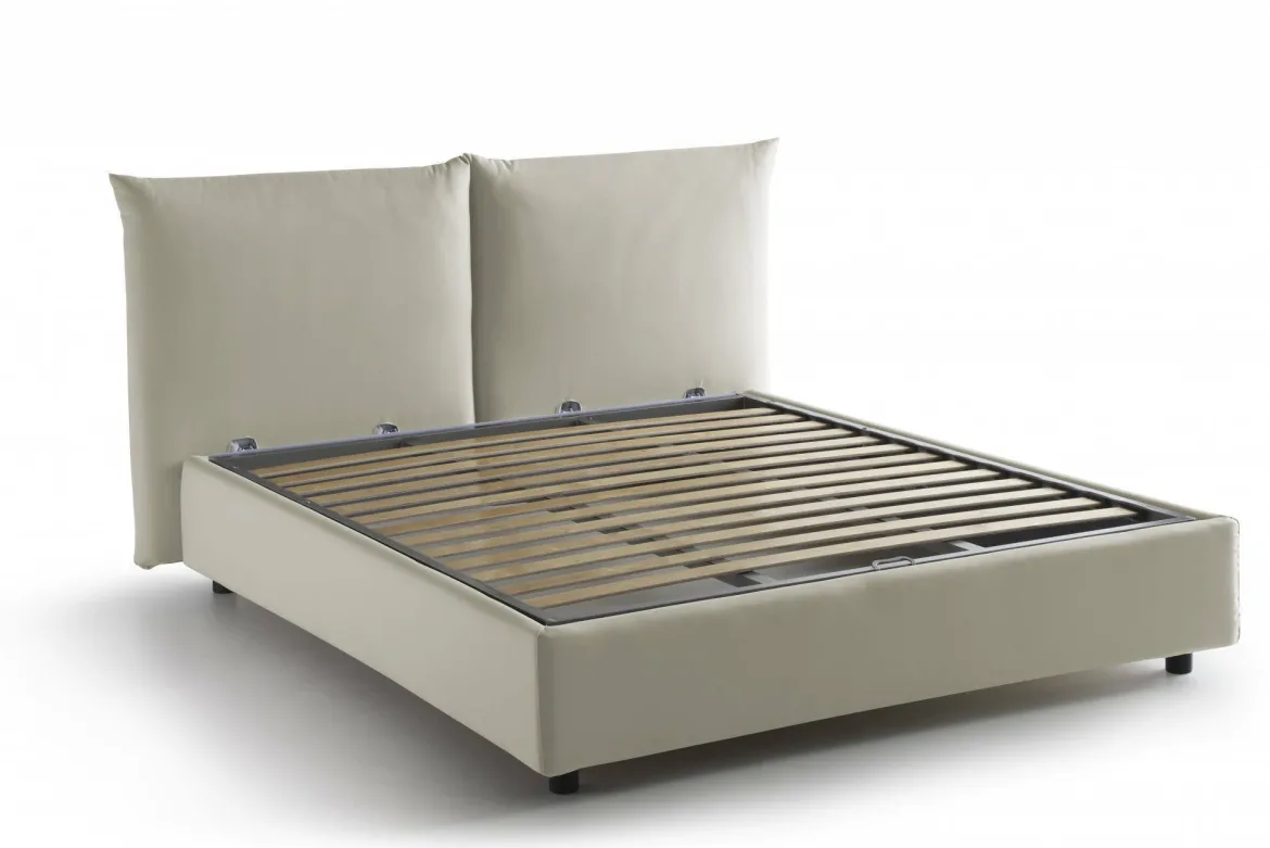 Letto matrimoniale contenitore bianco 171x204cm imbottito - Albanio