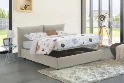 Letto matrimoniale contenitore bianco 171x204cm imbottito - Albanio