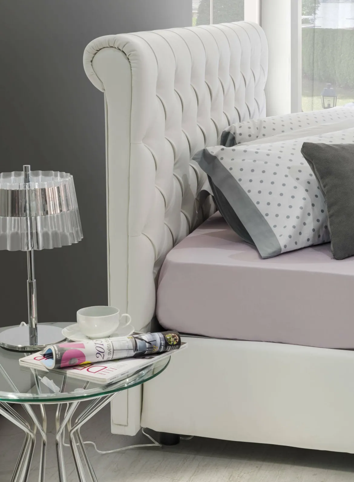 Letto matrimoniale contenitore bianco 175x205cm con salvaspazio - Arnorld