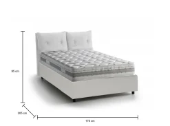 Letto matrimoniale contenitore bianco 175x205cm rivestimento in ecopelle - Hanoi