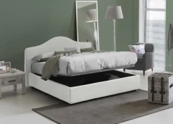 Letto matrimoniale contenitore bianco 175x205cm rivestimento lavabile - Abigael