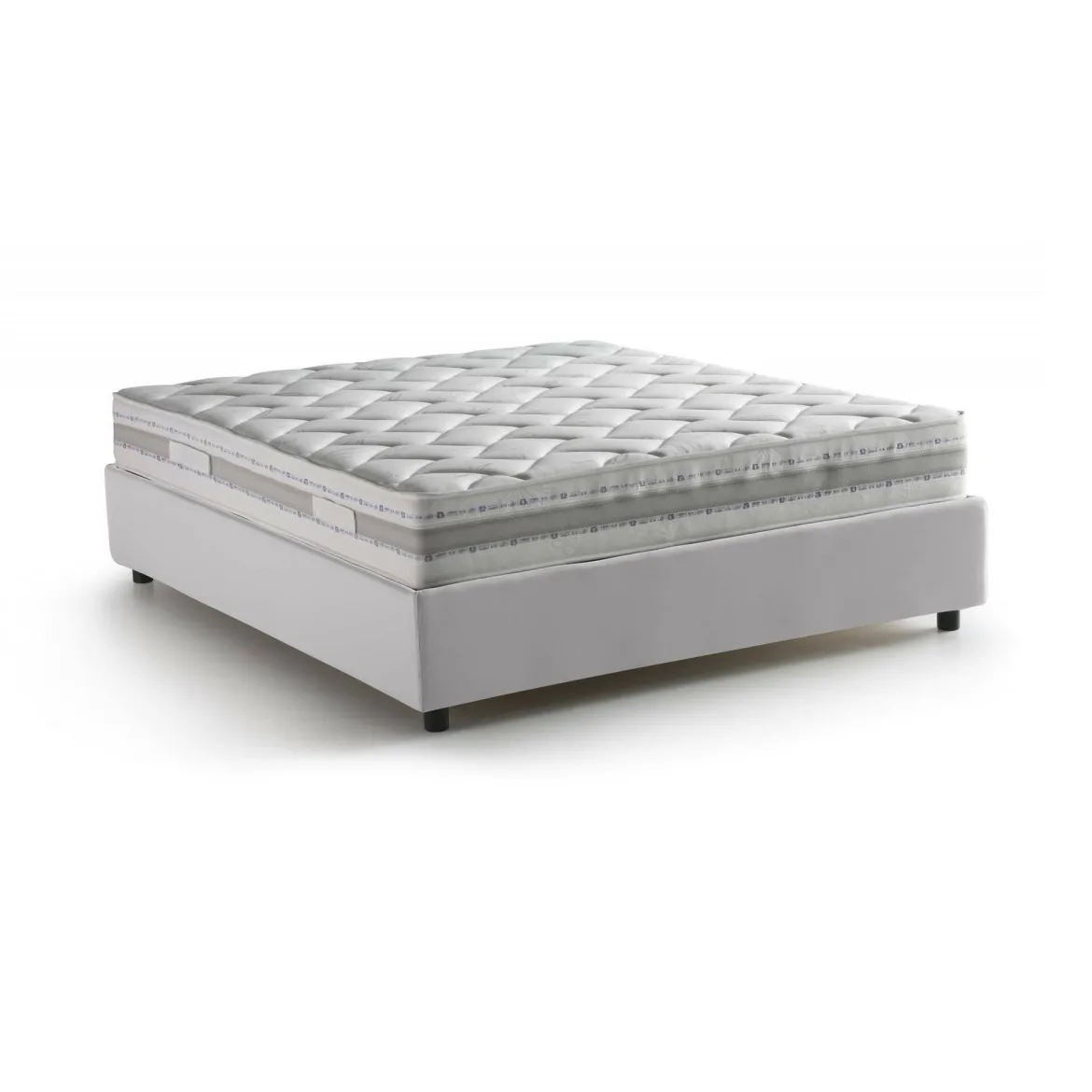 Letto matrimoniale contenitore bianco 175x205cm struttura in legno - Ashlee