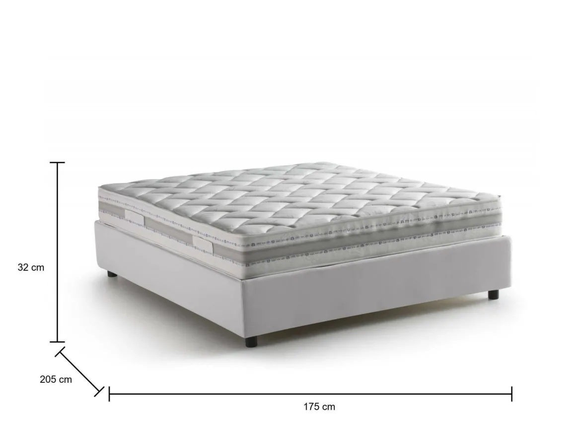 Letto matrimoniale contenitore bianco 175x205cm struttura in legno - Ashlee