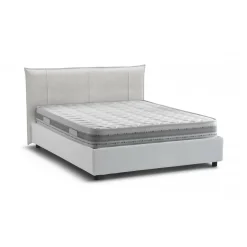 Letto matrimoniale contenitore bianco 175x215cm con testiera arrotondata - Ayur