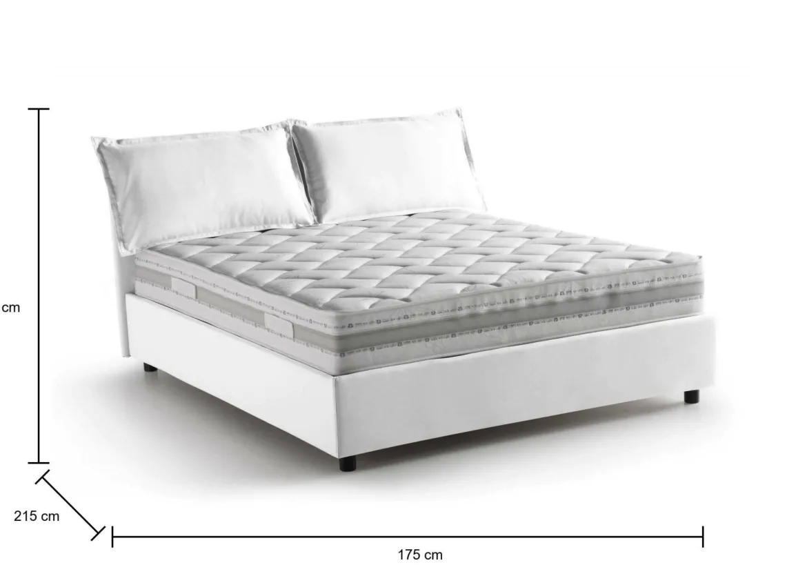 Letto matrimoniale contenitore bianco 175x215cm imbottito - Augite