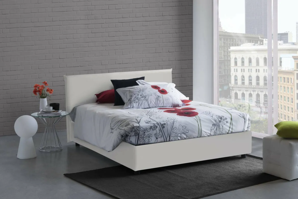 Letto matrimoniale contenitore bianco 175x215cm rete inclusa - Alaska