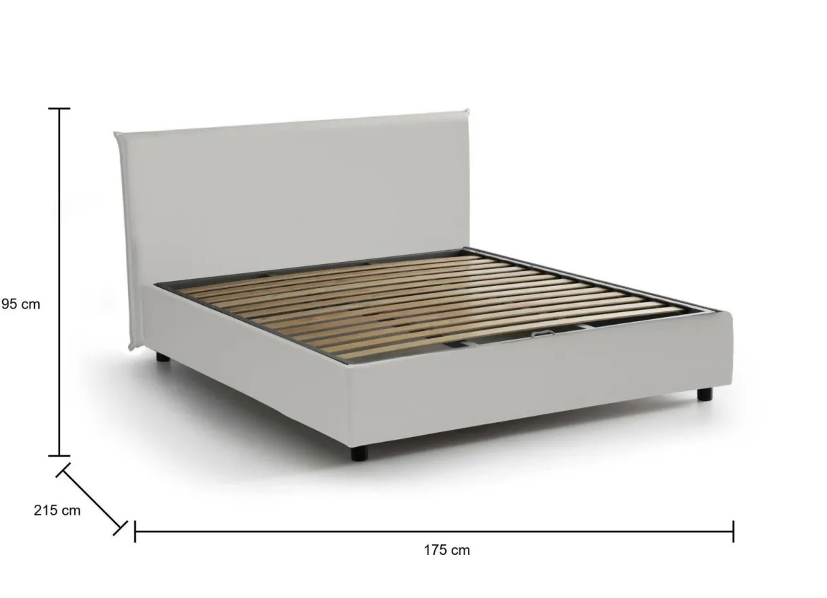 Letto matrimoniale contenitore bianco 175x215cm rete inclusa - Alaska