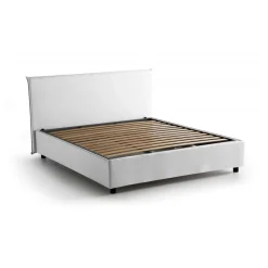 Letto matrimoniale contenitore bianco 175x215cm rivestito in tessuto - Arcan