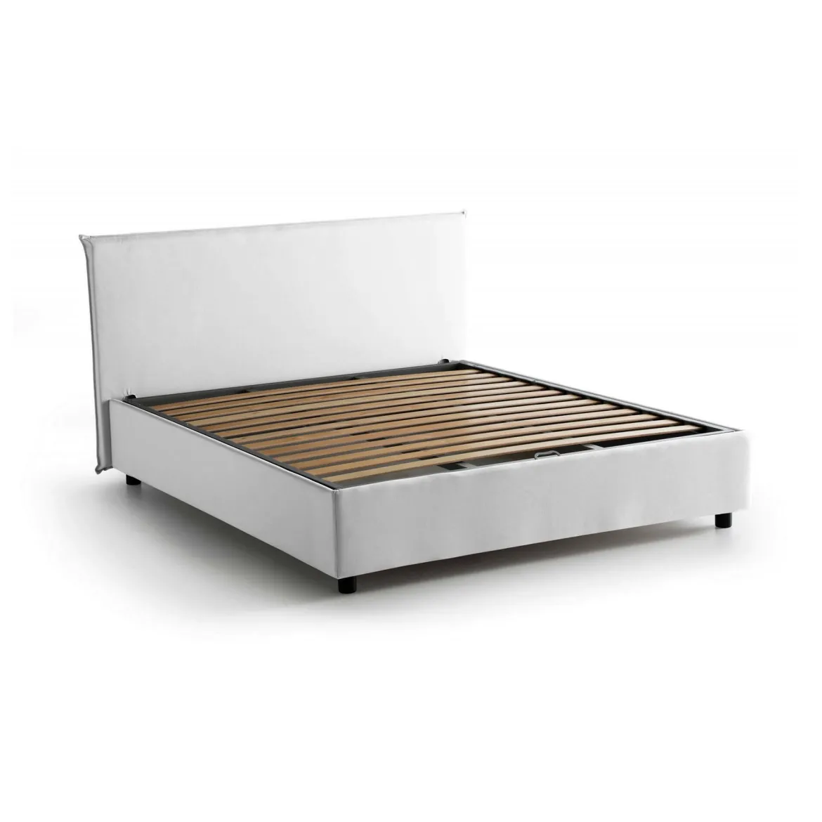 Letto matrimoniale contenitore bianco 175x215cm rivestito in tessuto - Arcan