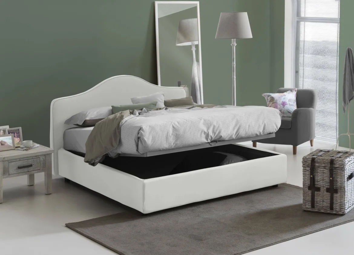 Letto matrimoniale contenitore bianco 175x215cm struttura in legno - Alborella