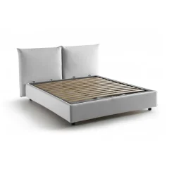 Letto matrimoniale contenitore bianco 190x215cm rivestito in tessuto - Alizarin