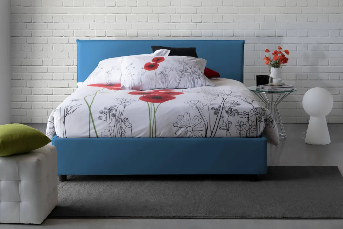 Letto matrimoniale contenitore blu 175x205cm salvaspazio - Anassimene