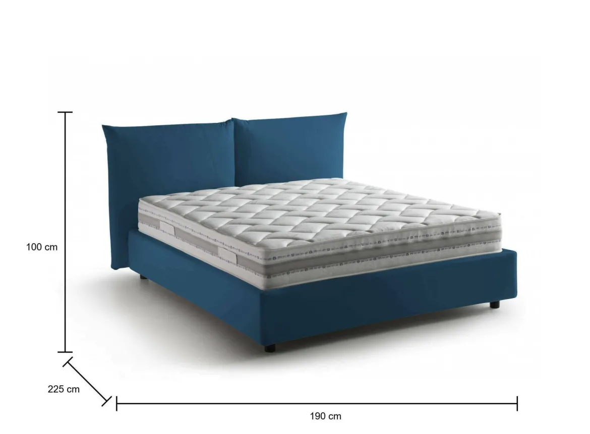Letto matrimoniale contenitore blu 190x225cm imbottito - Arcole