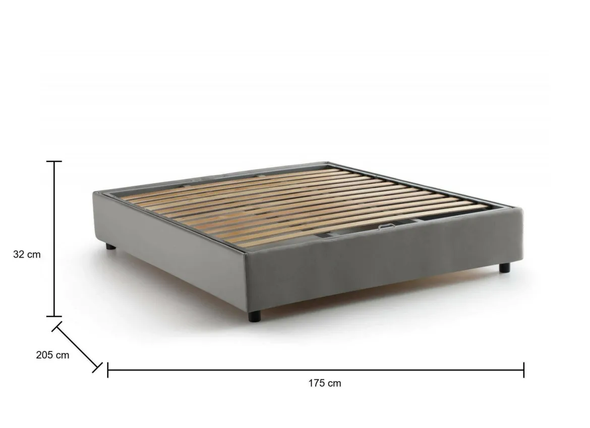 Letto matrimoniale contenitore grigio 175x205cm accogliente - Almond
