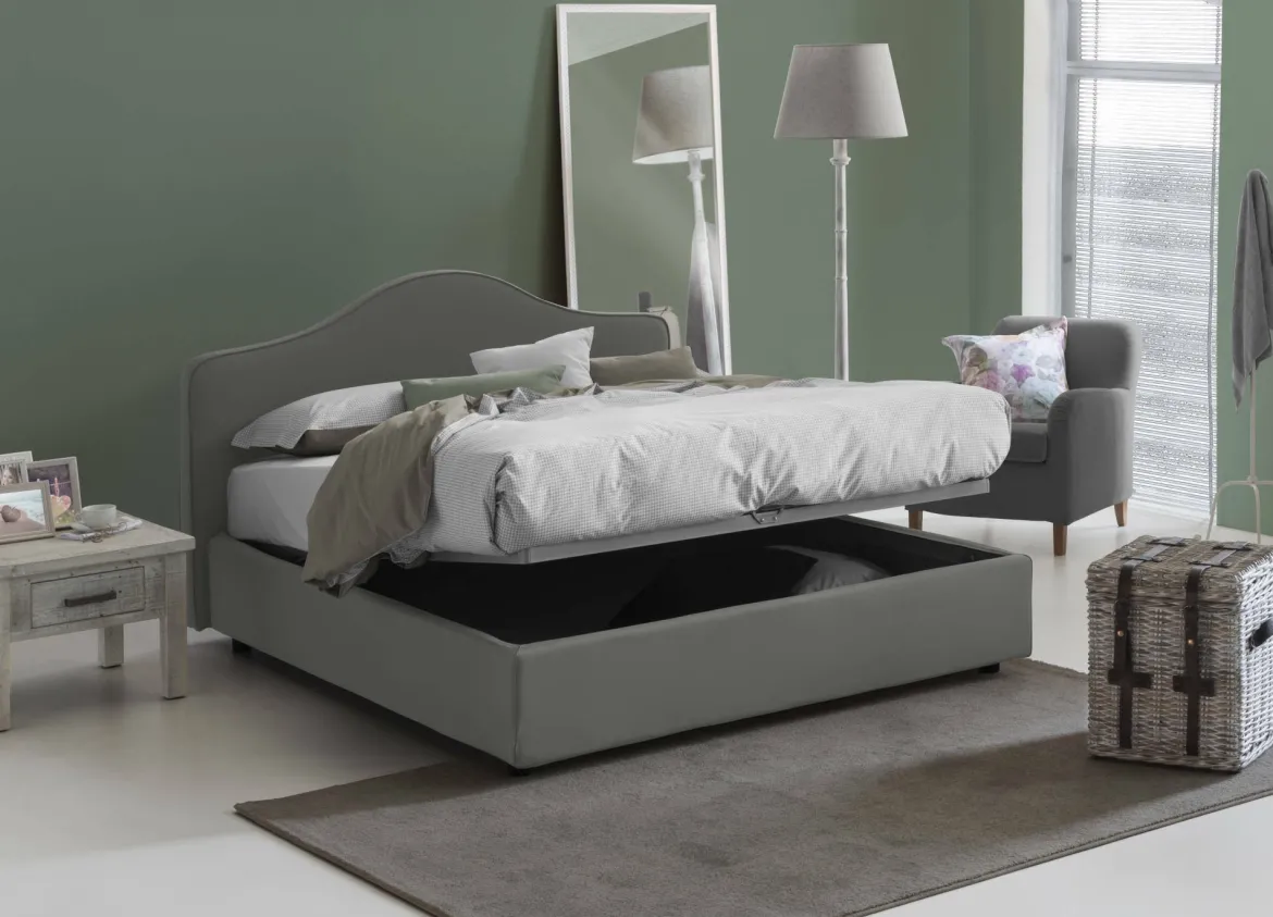 Letto matrimoniale contenitore grigio 175x205cm chic - Abigael